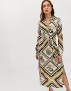 Stradivarius Tiger And Chain Print Shirt Dress In Multi - Multi