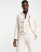 Asos Design Wedding Super Skinny Suit Jacket In Birdseye Texture In Pink