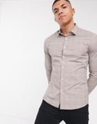 Asos Design Slim Fit Brown Check Work Shirt