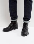 Jack & Jones Marly Leather Chunky Boots With Warm Lining In Black - Black