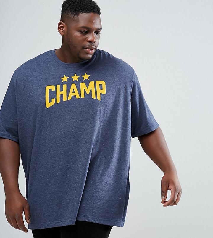 Jacamo Plus T-shirt With Graphic Print In Denim Marl - Blue