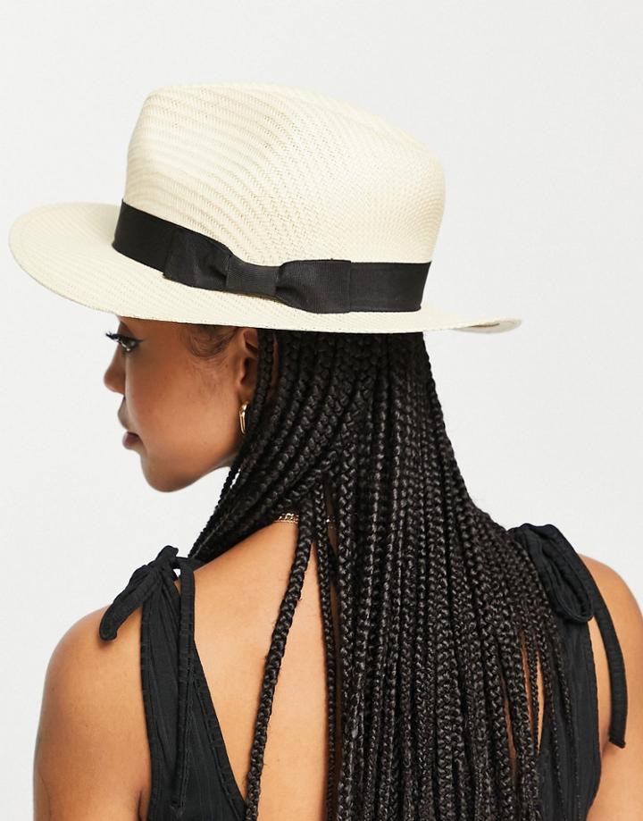 French Connection Straw Trilby Sun Hat In Natural-neutral