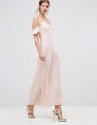 Oh My Love Frill Off Shoulder Maxi Dress - Pink
