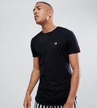 Religion Tall Muscle Fit T-shirt With Back Tape And Curved Hem - Black