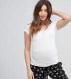 New Look Maternity Short Sleeve Nursing Top In White - White