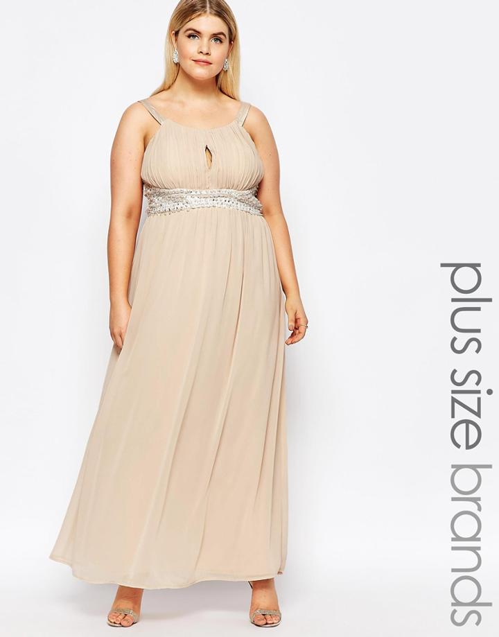 Ax Paris Plus Maxi Dress With Embellishment - Champagne