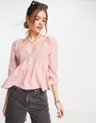 River Island Shirred Top In Pink