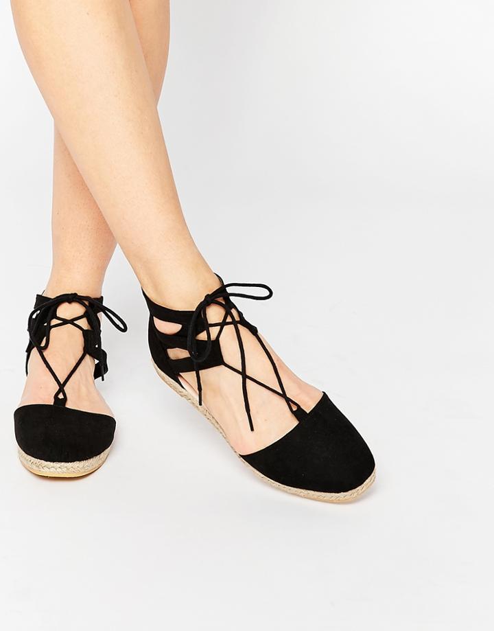 Asos Jessica Guilly Tie Espadrilles - Black Micro