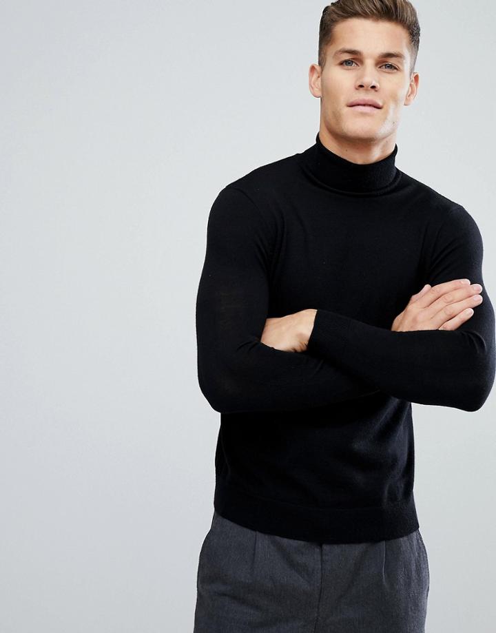 Weekday Connor Merino Turtleneck - Black