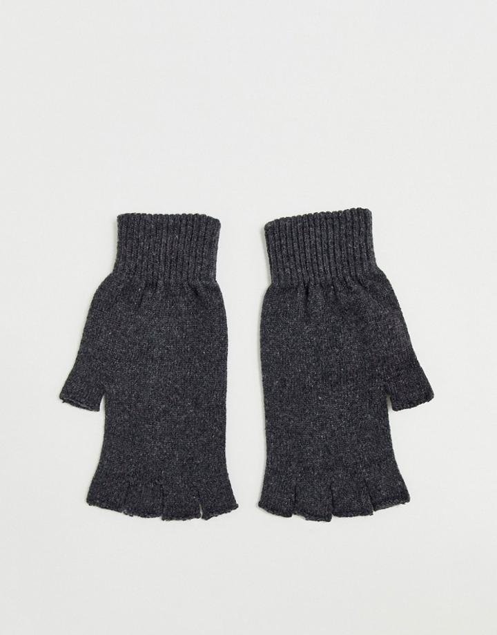 Asos Design Fingerless Gloves In Recycled Polyester In Gray - Gray