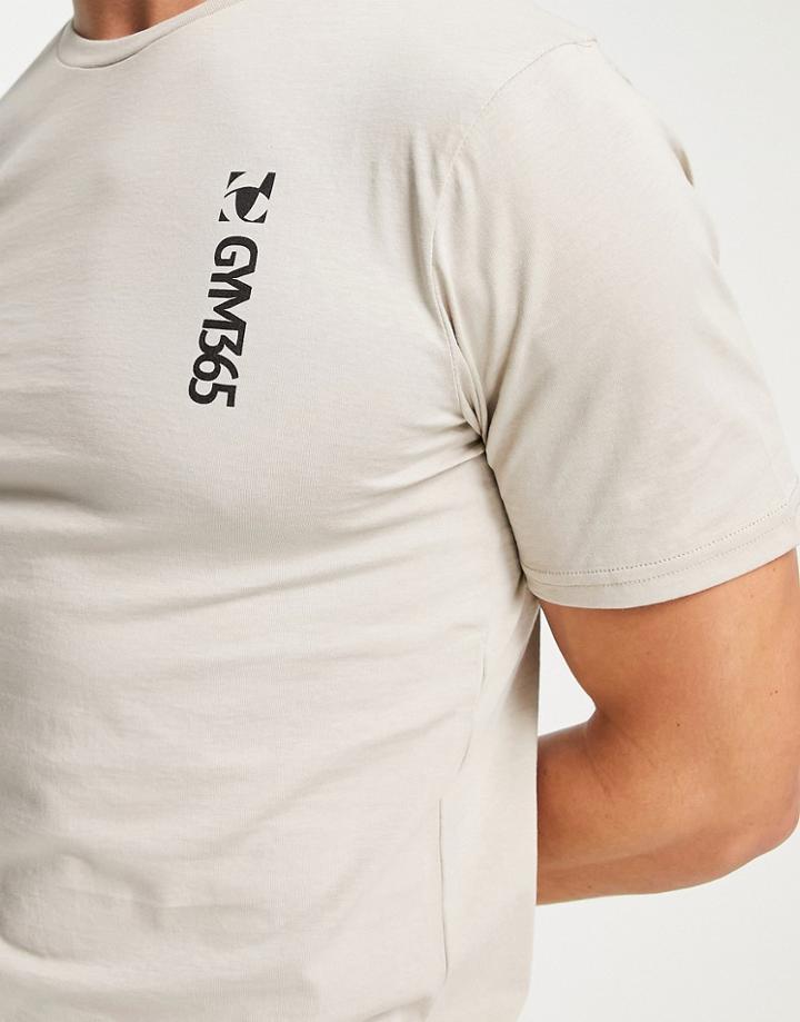 Gym 365 Side Print T-shirt In Stone-neutral