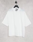 Asos Design Oversized V Neck T-shirt In Crinkle Texture-white