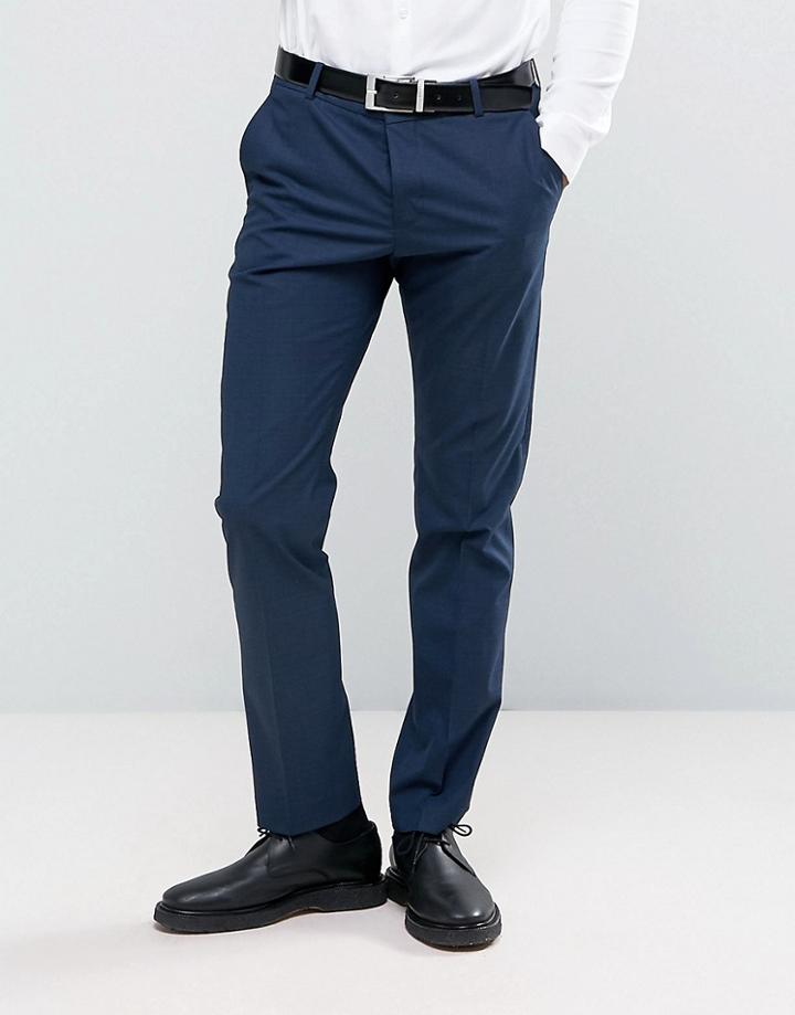 Selected Homme Slim Suit Pant In Tonal Check - Navy