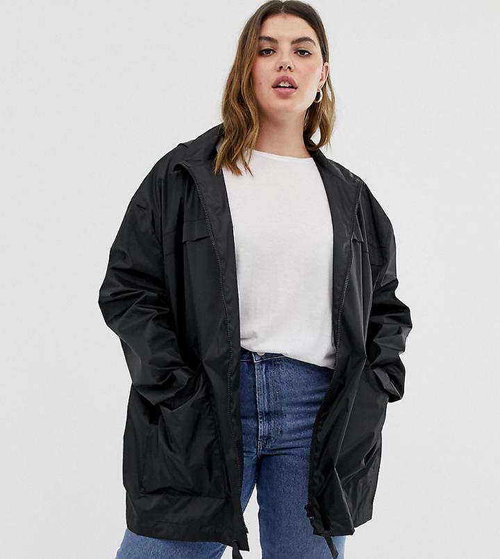 Asos Design Curve Pac A Mac Jacket-black