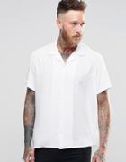 Asos White Shirt With Revere Collar In Oversized Fit - White