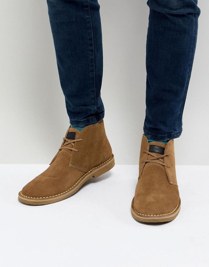 Farah Lozza Suede Desert Boots In Beige - Beige