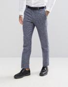 Asos Slim Suit Pants In Blue Flecked Wool Blend - Blue