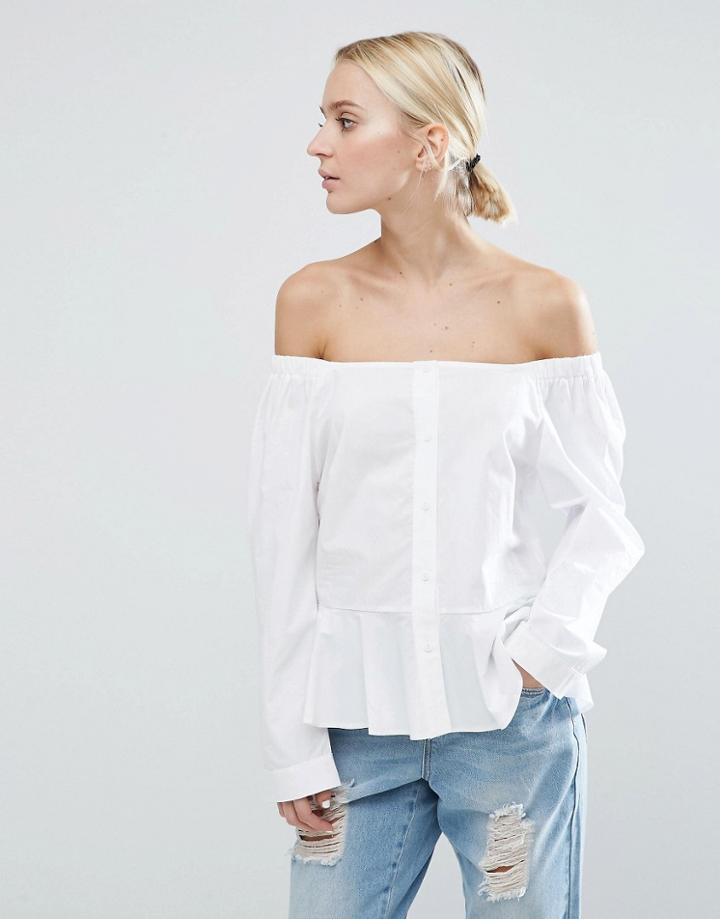 Asos Off Shoulder Cotton Top - White