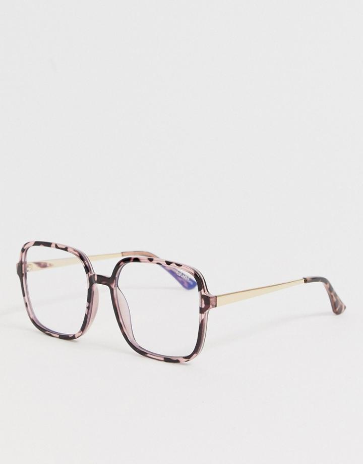 Quay Australia 9-5 Square Blue Light Lens Glasses In Tort