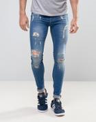 Blend Flurry Extreme Skinny Fit Jean Rip And Repair - Navy