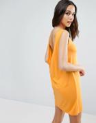 Asos Sleeveless Mini Dress With Cowl Back - Orange