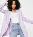 Asos Design Tall Washed Double Breasted 3 Piece Linen Suit Blazer In Lilac-purple