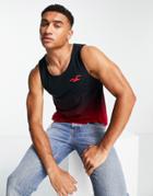 Hollister Exploded Icon Logo Ombre Tank Top In Red/black