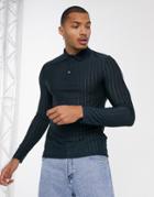 Asos Design Skinny Long Sleeve Polo Shirt In Sheer Stripe In Navy