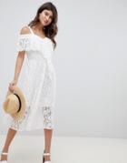 Asos Design Lace Midi Sundress - White