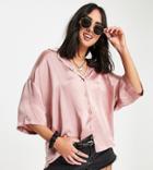 Ghost Harlow Short Sleeved Satin Shirt In Baby Pink