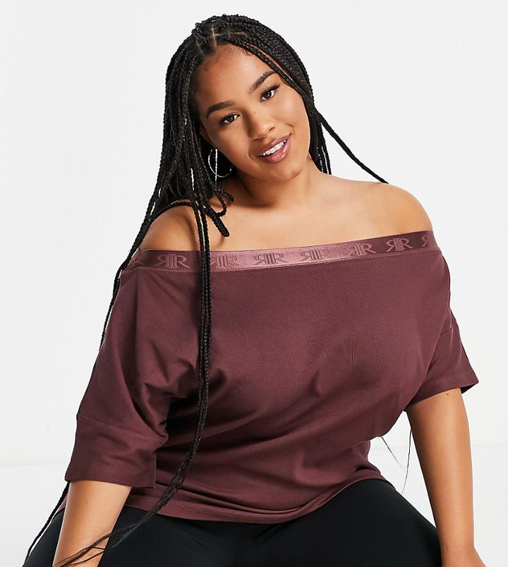 River Island Plus Off Shoulder Bardot Coordinating Lounge Top In Dark Pink
