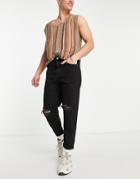 Bershka Loose Fit Jeans With Rips In Black