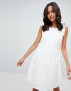 Vila Jacquard Floral Ruffle Mini Dress In White