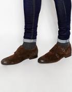 Hudson London Costello Suede Monk Shoes - Brown