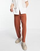 Asos Design Oversized Tapered Smart Pants In Rust-auburn