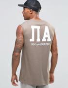 Asos Sleeveless T-shirt With Back Print - Beige
