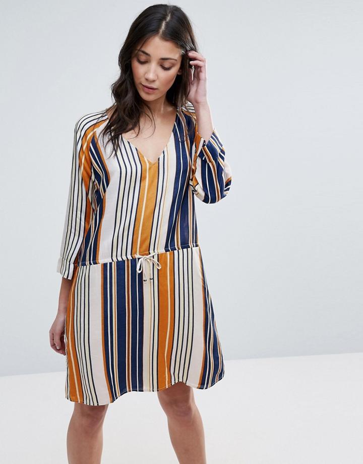 Vila Striped V Neck Dress - Multi