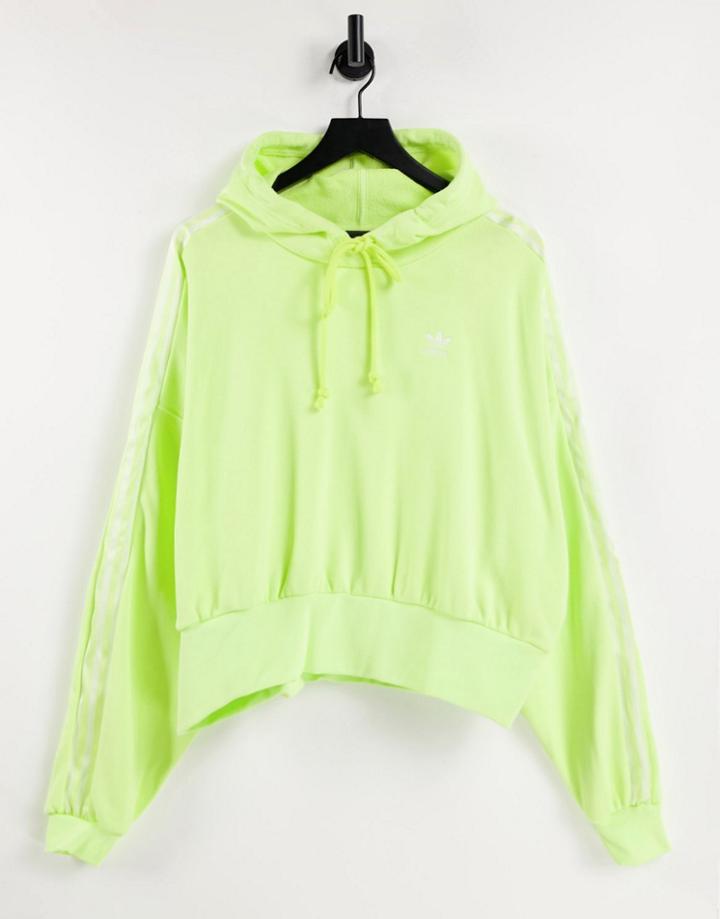 Adidas Originals Adicolor Three Stripe Satin Look Hoodie In Yellow