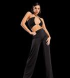 Asyou Wide Leg Slinky Pants In Black