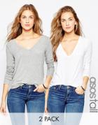 Asos Tall The New Forever T-shirt With Long Sleeves In Soft Touch 2 Pack Save 10%