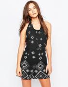 Vila Geo Print Halterneck Playsuit