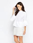 Minimum Tinna Bell Sleeve Blouse - White