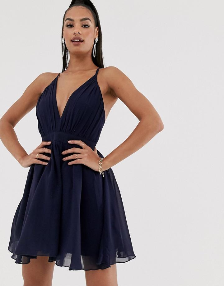 Club L London Tulle Skater Dress - Navy