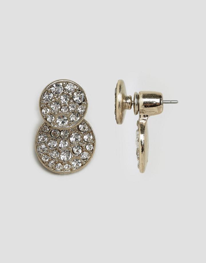 Oasis Pave Disc Front To Back Earrings - Silver