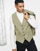 Selected Homme Skinny Vest In Light Khaki-green