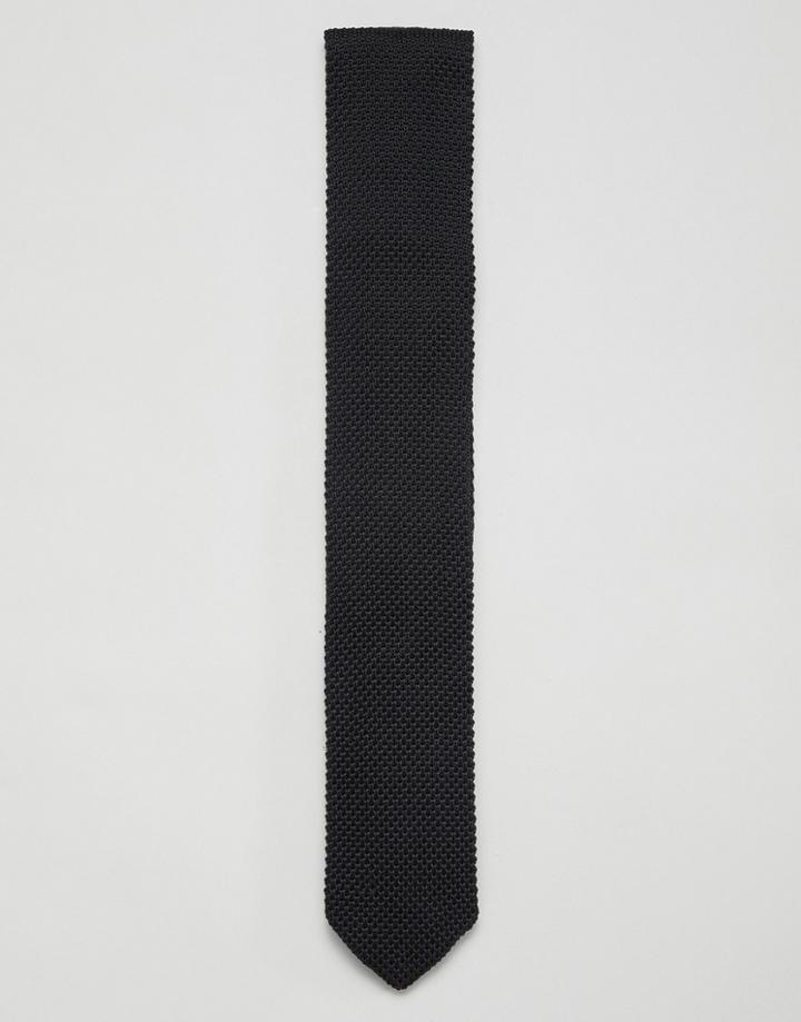 Twisted Tailor Knitted Tie In Black - Black
