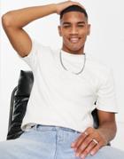 River Island Slim T-shirt With Print In Ecru-neutral
