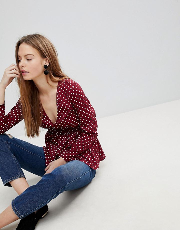 Influence Polka Dot Blouse - Red