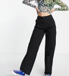 Asos Design Tall Oversized Cargo Pants In Washed Black