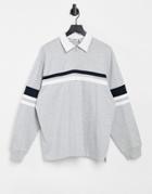 Weekday Omar Half Zip Polo In Gray-grey